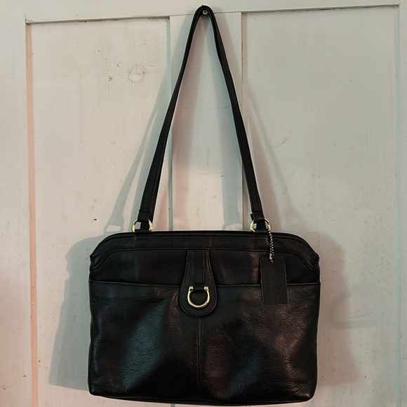 EUC Vintage Alicia Genuine Leather Black Shoulderbag Purse Hobo Tote - Picture 2 of 9